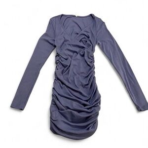 Pinkblush Long Sleeve Ruched Dress in Blue